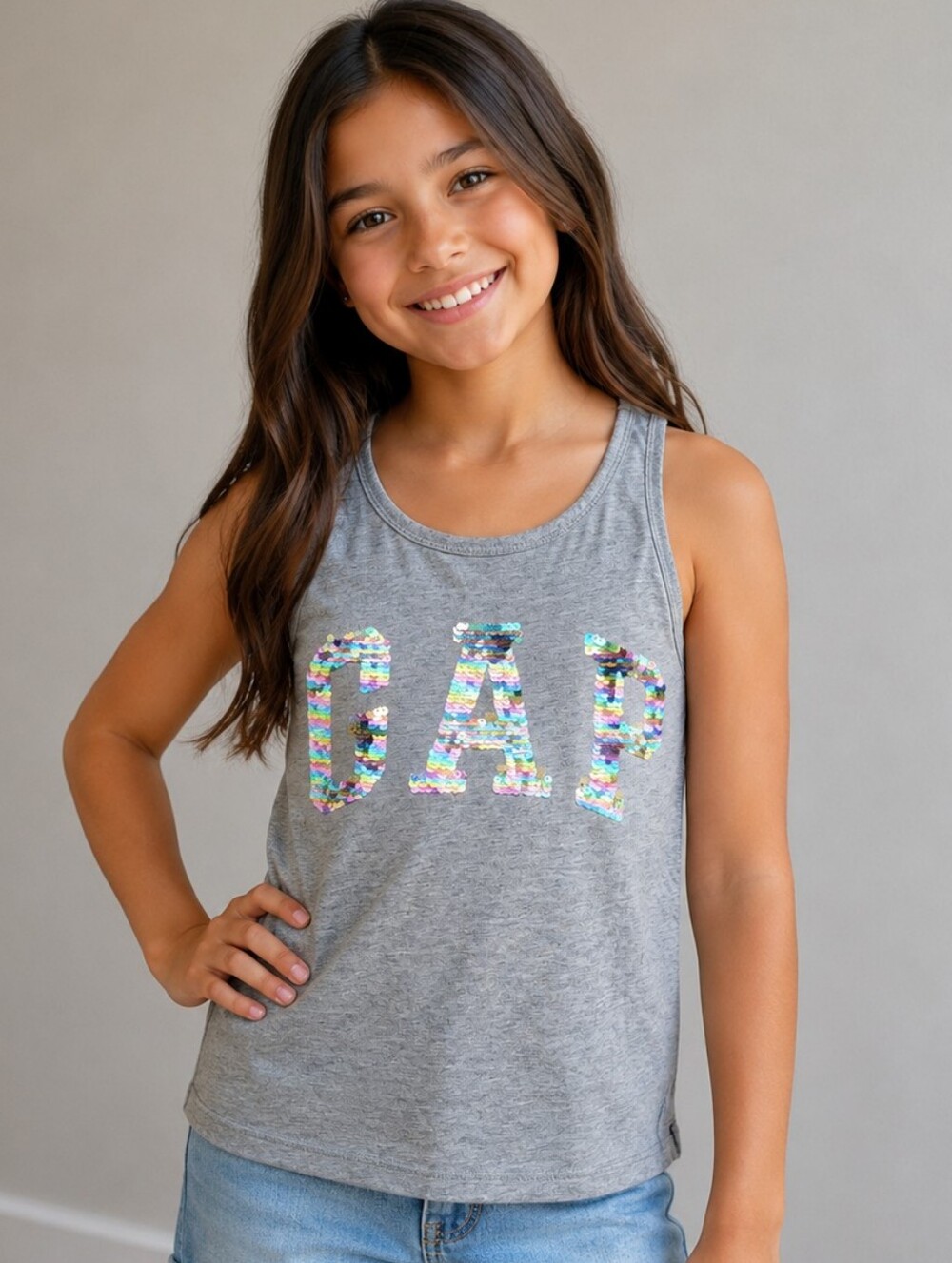 Size 10 Girls Flip Sequins Gap Tank Top